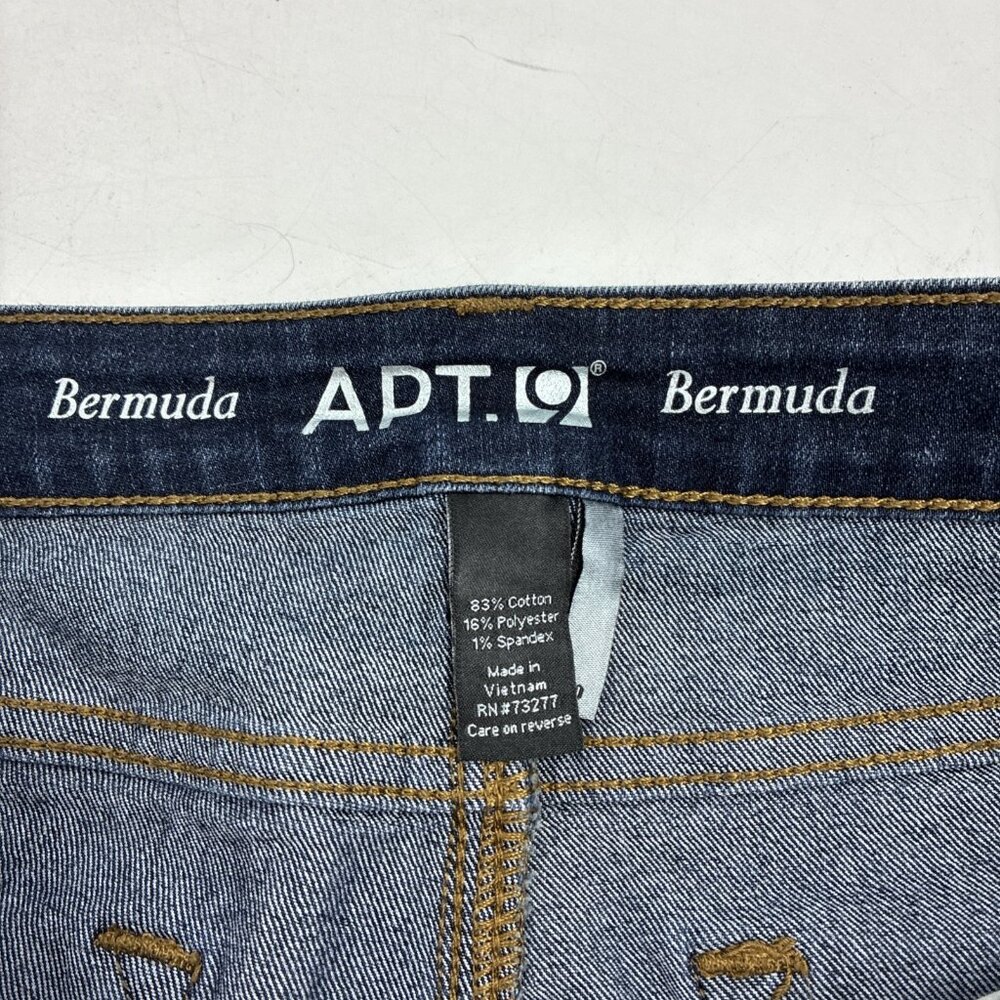 Apt 9 Womens Size 10 Bermuda Shorts Blue Denim Mid Rise Casual Jean Summer - Picture 3 of 5